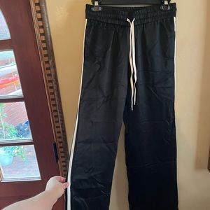 AMIRI Black Silk Trousers with White Leather Lining